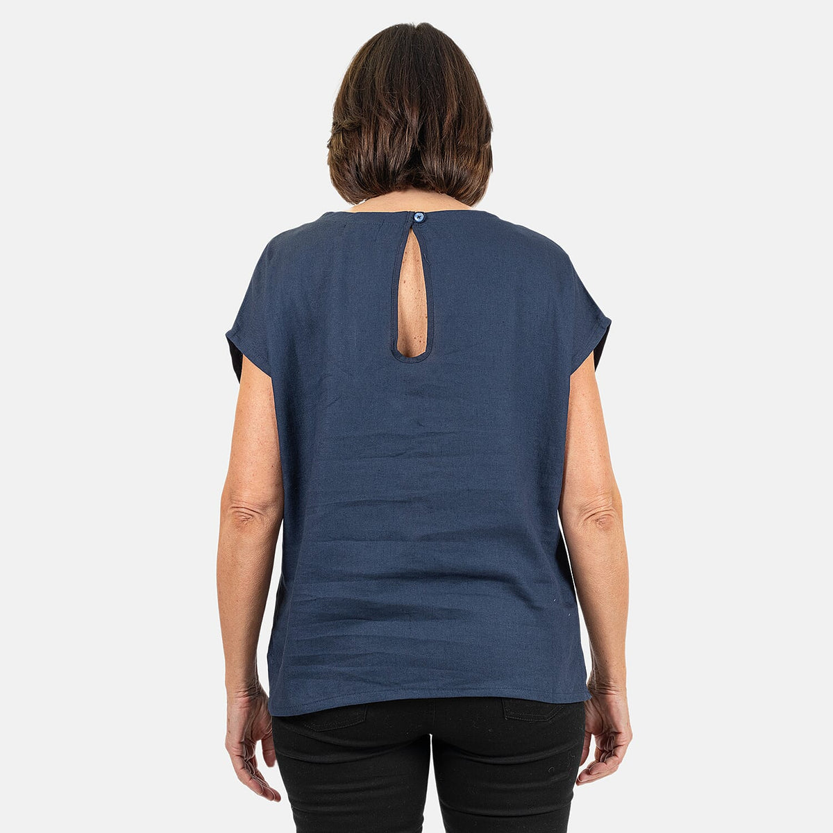Ladies Crew Neck Linen Top V32529557 1
