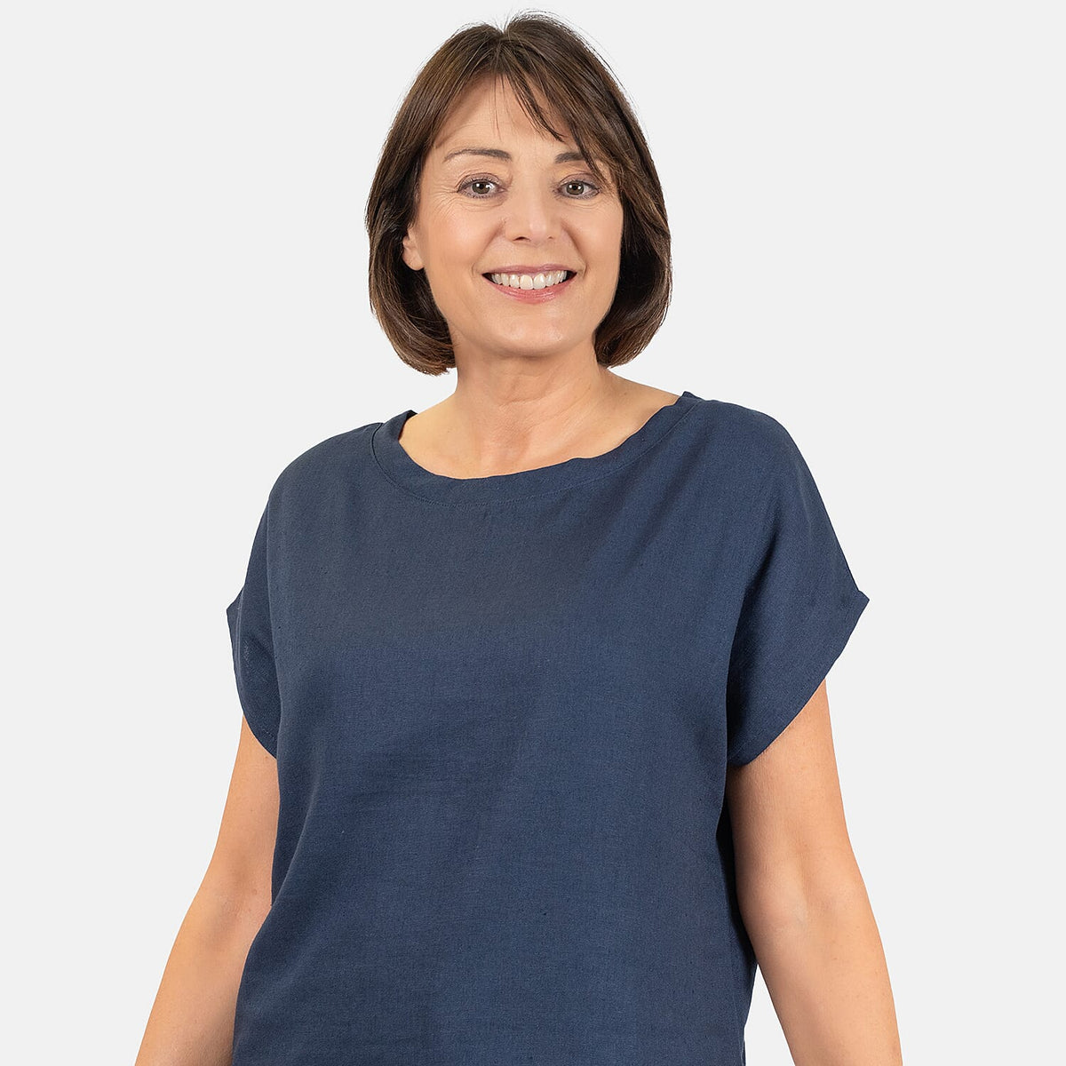 Ladies Crew Neck Linen Top V32529557 2