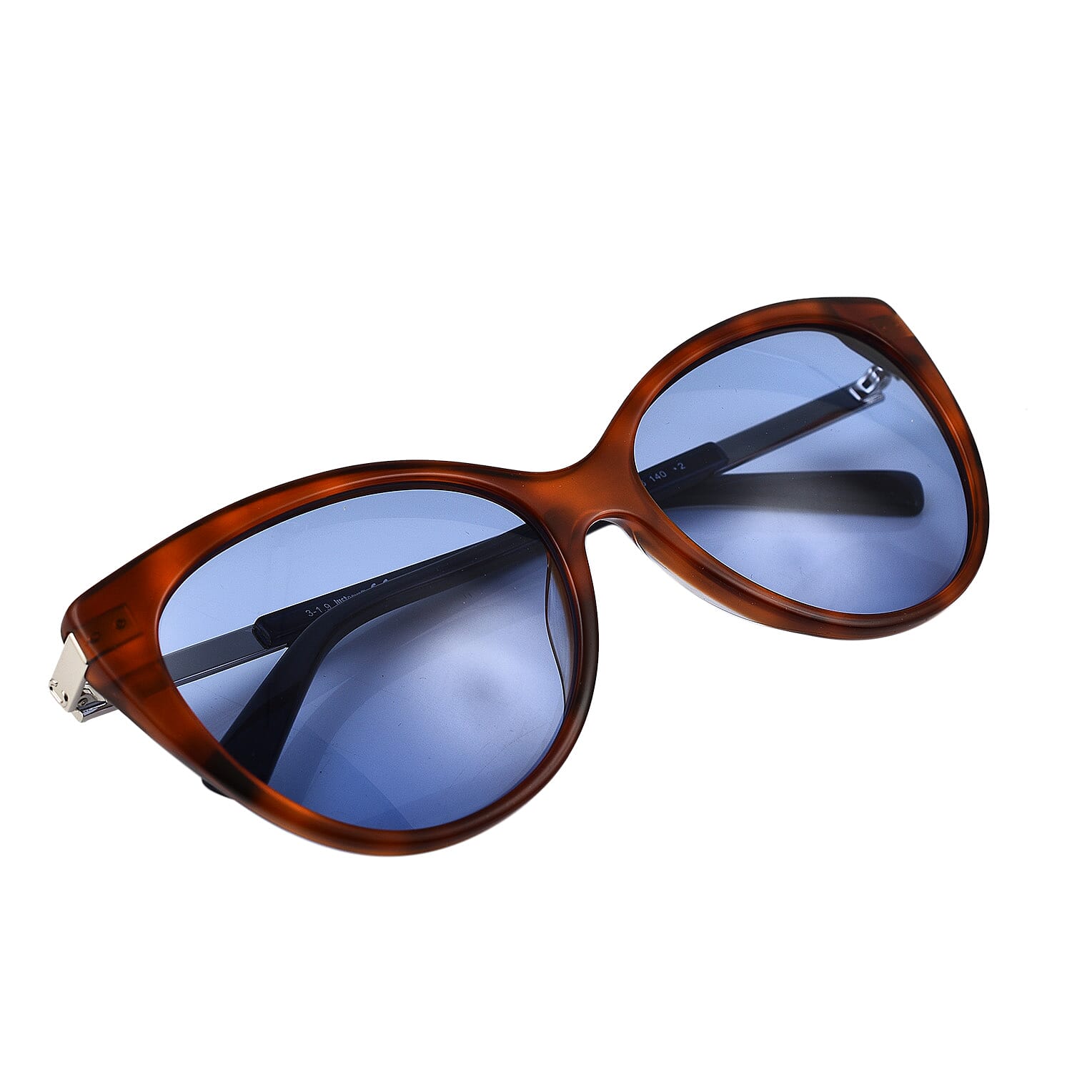 Ladies Light Brown Cat Eye Sunglasses with Blue Lenses 6704654 1
