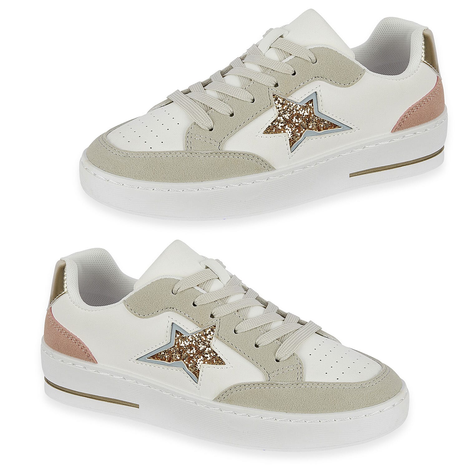Ladies Moonstone Glitter Star Detail Sneakers 8419414 0