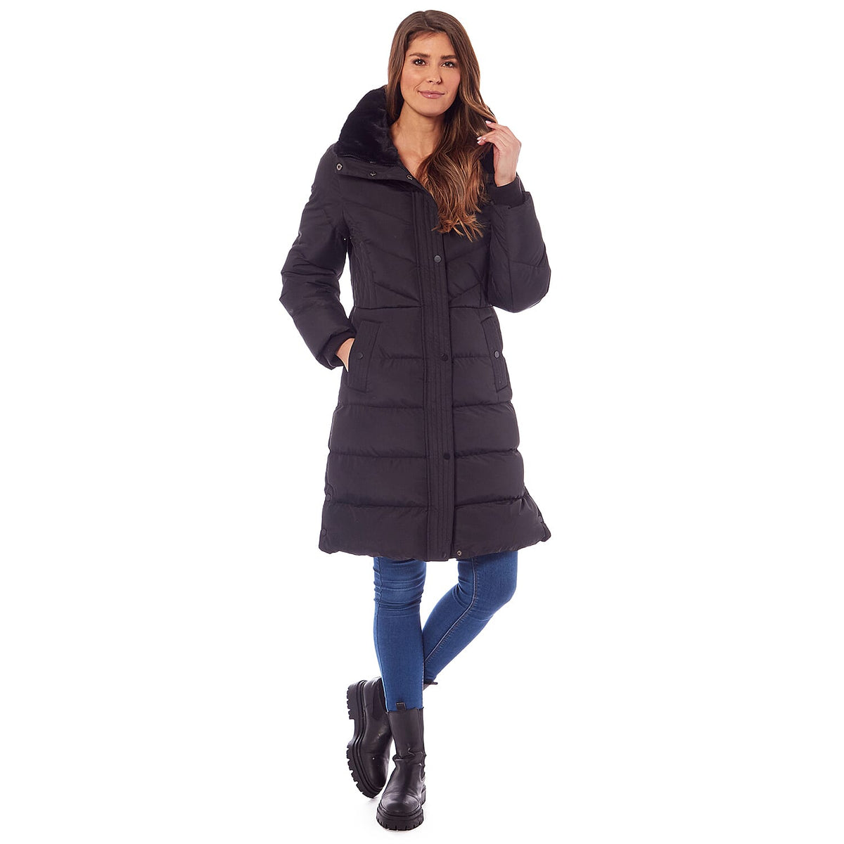 Ladies Padded Jacket With Inner Black Faux Fur Collar (Size 10) - Sienna 7712836 1