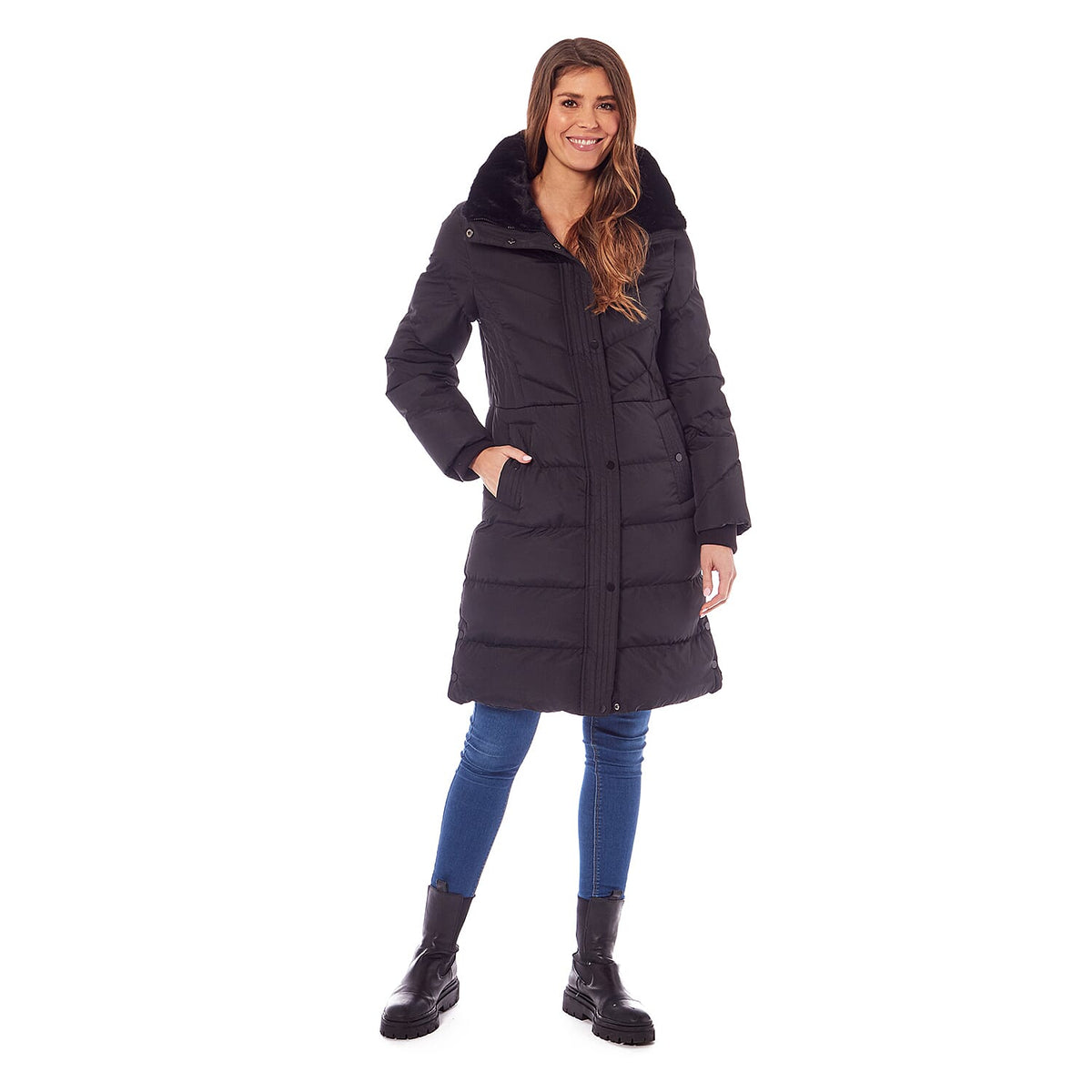 Ladies Padded Jacket With Inner Black Faux Fur Collar (Size 10) - Sienna 7712836 2
