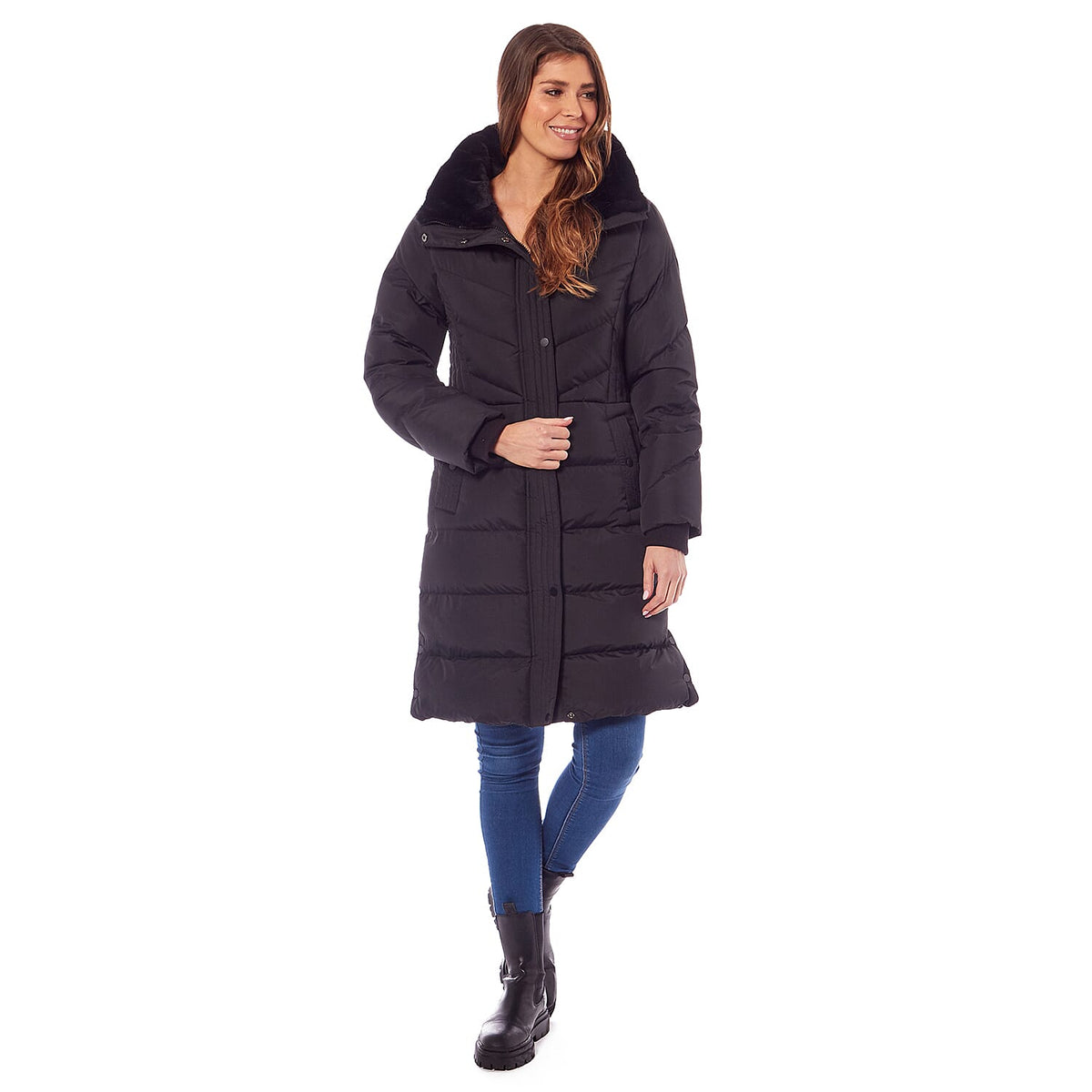 Ladies Padded Jacket With Inner Black Faux Fur Collar (Size 10) - Sienna 7712836 3