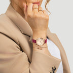 Ladies Radley Watch Set with 18ct Rose Gold Plated Fine Twist Slider Bracelet (Size 7.5 Adjustable) Water Resistant - Pink