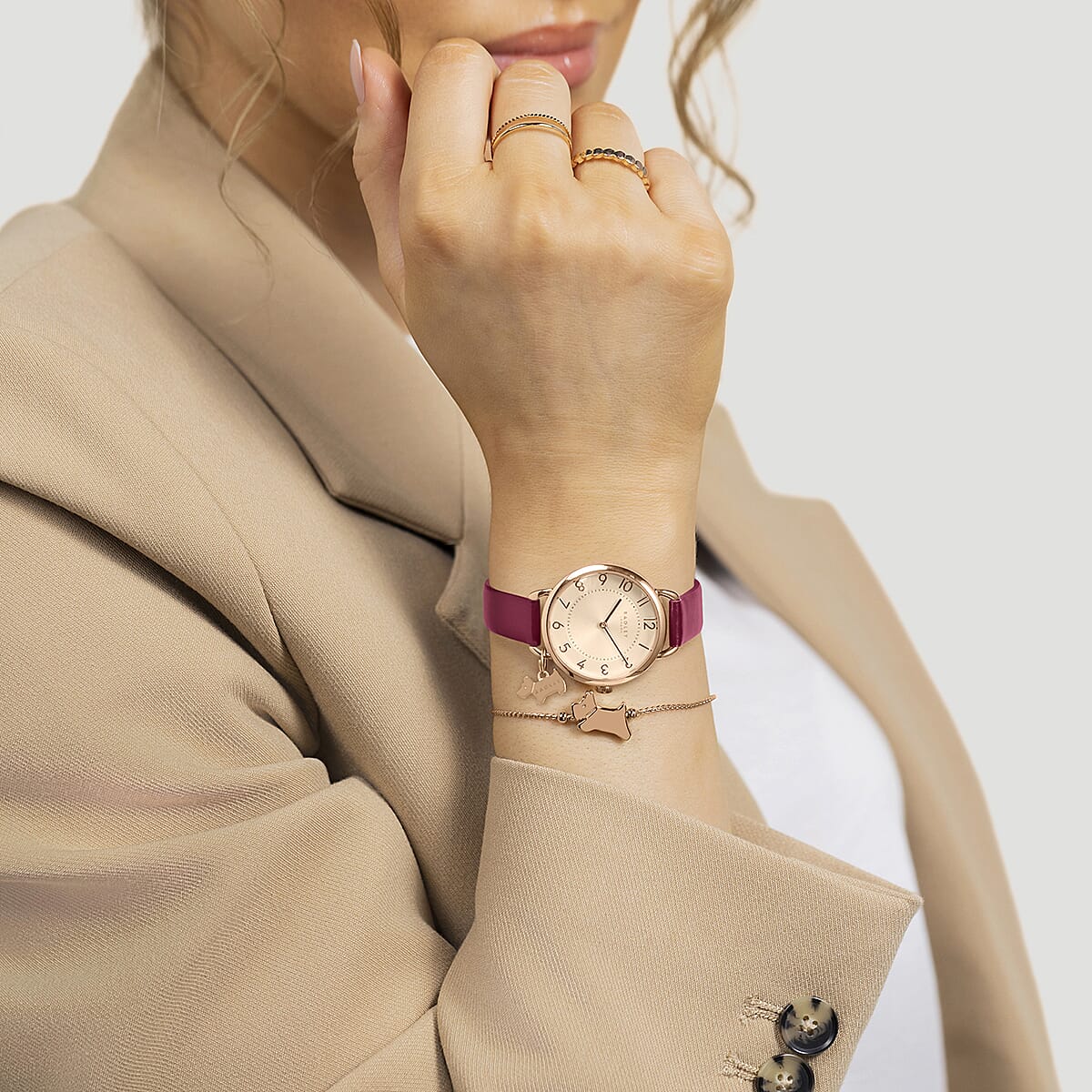 Radley Ladies Watch Set with 18ct Rose Gold Plated Fine Twist Slider Bracelet 4329614 2