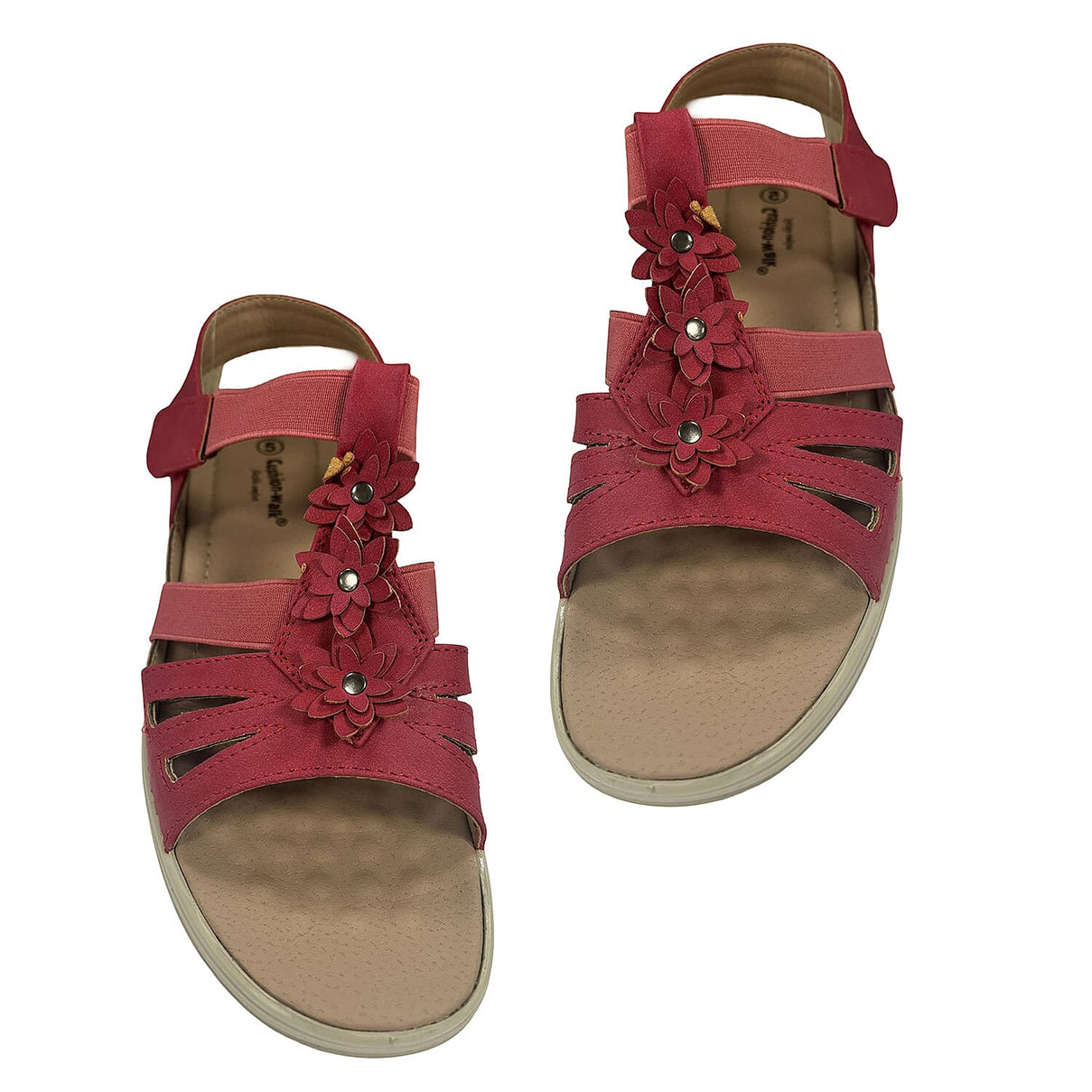 Cushion Walk Floral Trim Madison Ladies Sandal - Red 7755006 3