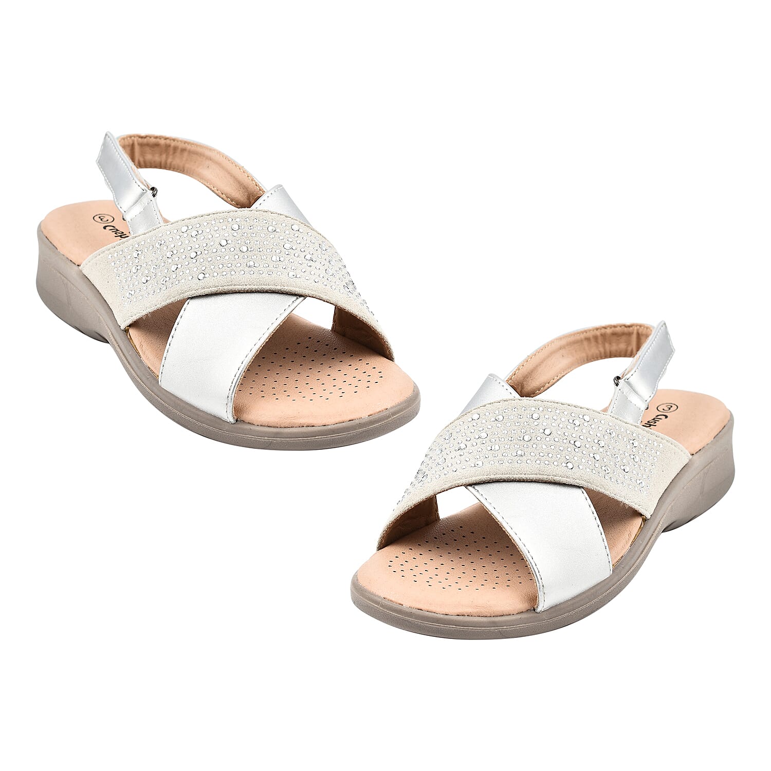 Cushion Walk Embellished Cross-Over Strap Sandals 7808446 2