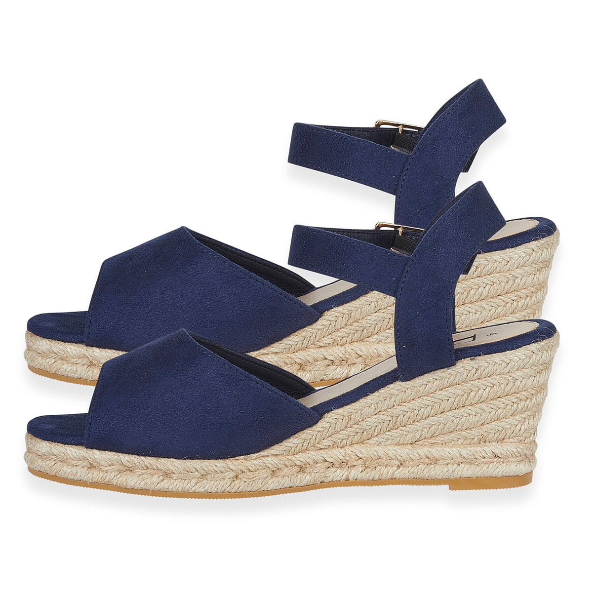 Tamsin Womens Wedge Heel Sandals with Adjustable Buckle Strap (Size 4) - Navy 8149883 1