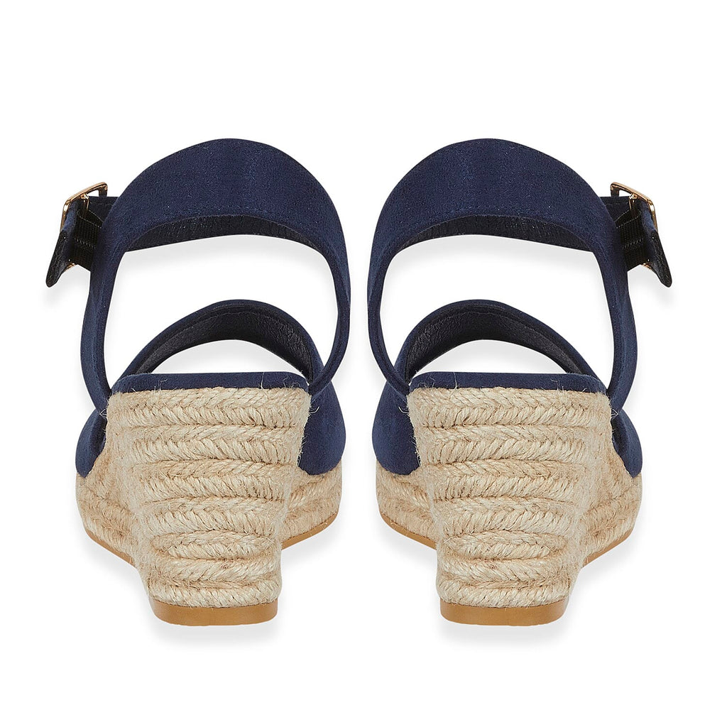 Tamsin Womens Wedge Heel Sandals with Adjustable Buckle Strap (Size 4) - Navy