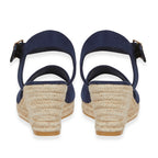 Tamsin Womens Wedge Heel Sandals with Adjustable Buckle Strap (Size 4) - Navy