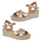 Jo & Joe Sunny Cross Strap Low Platform Wedge Sandal (Size 4) - Rose