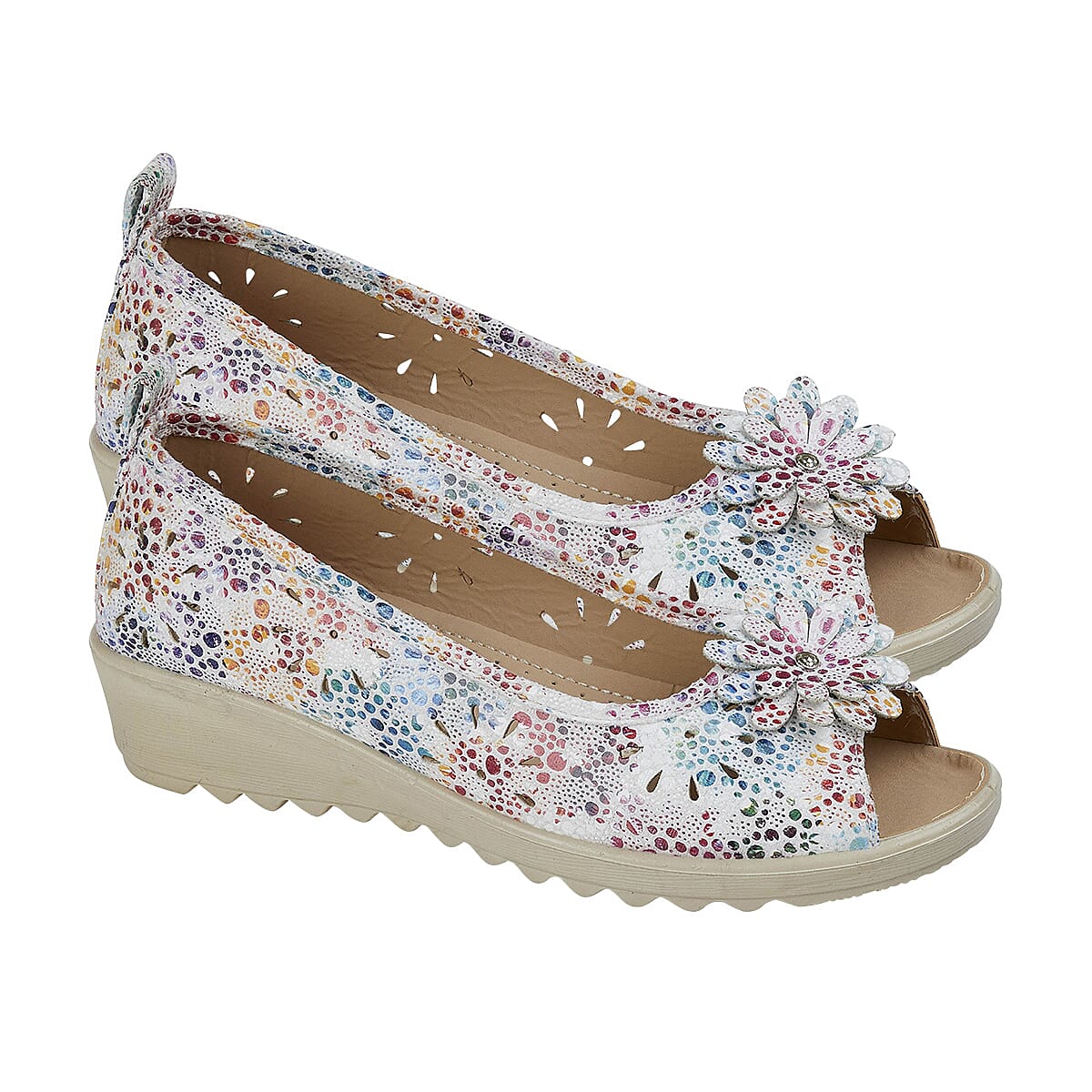 Shoe Tree Comfort Slip On Wedge Peep Toe Shirley Shoe (Size 3) - White 7772097 0