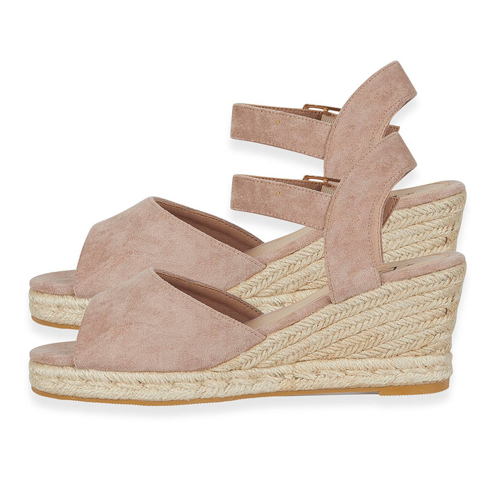 Tamsin Womens Wedge Heel Sandals with Adjustable Buckle Strap (Size 6) - Beige 8149895 2
