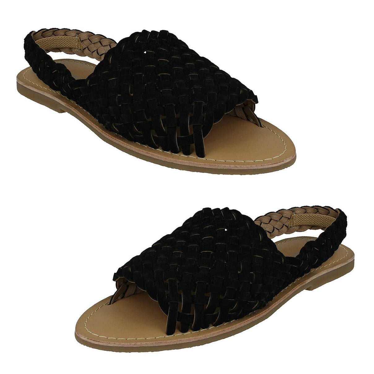 Ladies Slingback Casual Flat Sandals (Size - 3) - Black 8158561 0