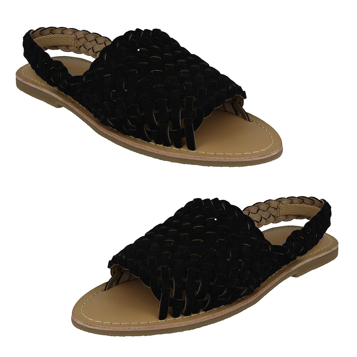Ladies Slingback Casual Flat Sandals (Size - 3) - Black 8158561 0