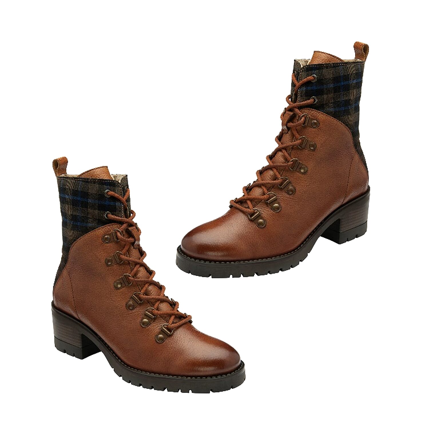 LOTUS - Leather and Check-Print Litchfield Ankle Boots - Tan 7690904 0
