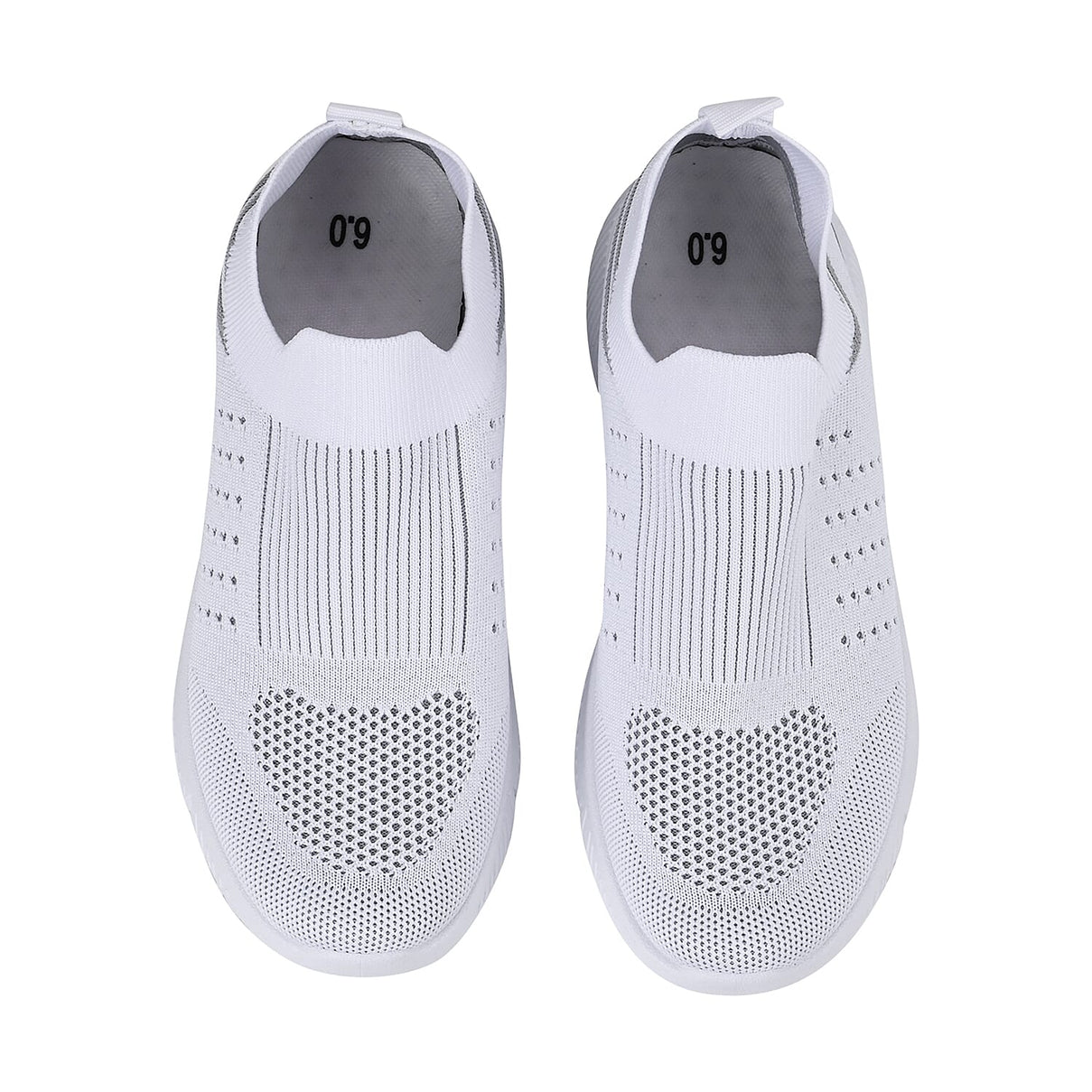Comfortable and Light-weight Slip-on Knit Vented Trainers (Size 3) - White 7753332 1