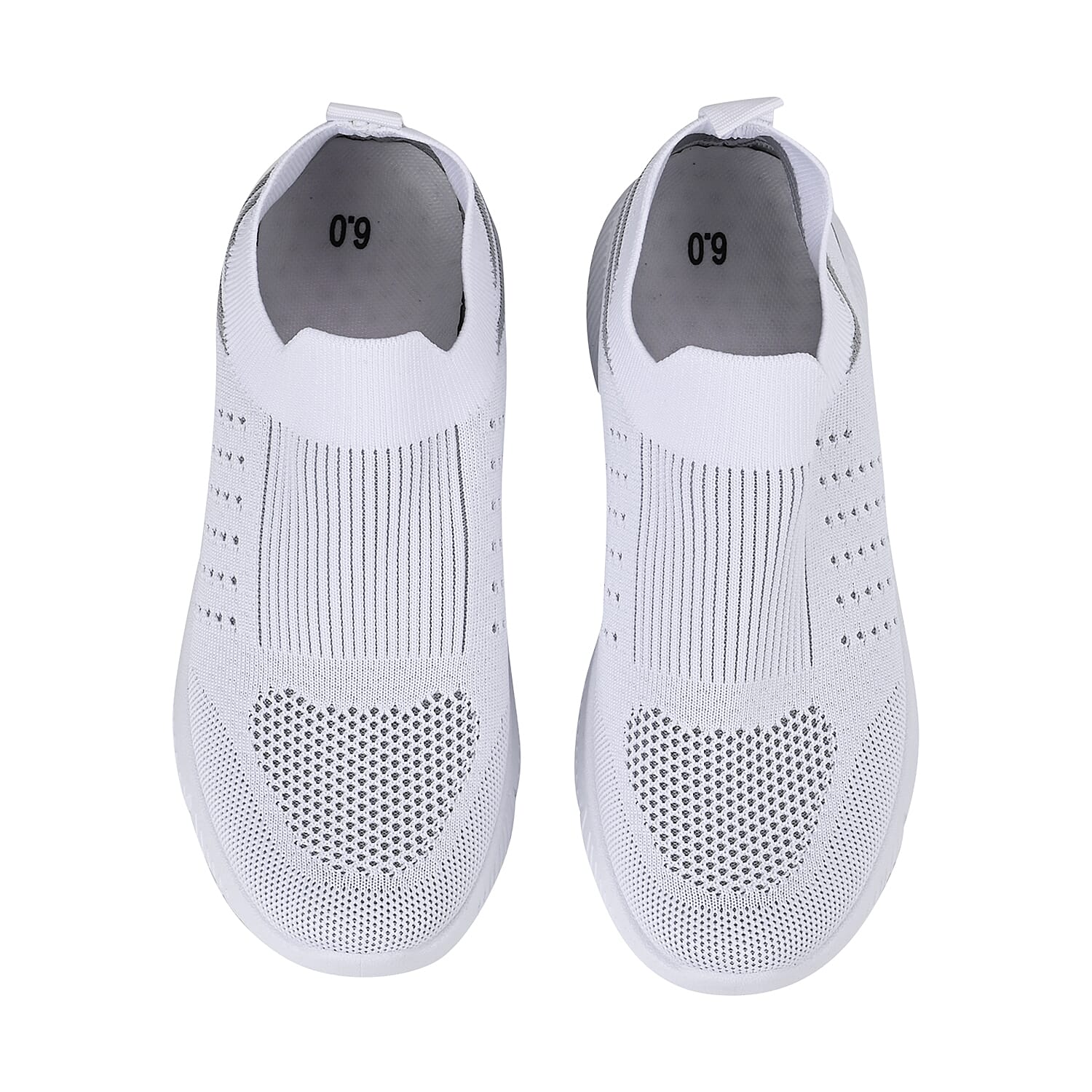 Comfortable and Light-weight Slip-on Knit Vented Trainers (Size 3) - White 7753332 1