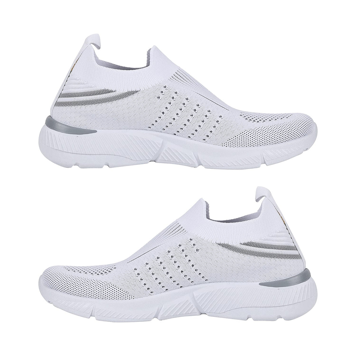 Comfortable and Light-weight Slip-on Knit Vented Trainers (Size 3) - White 7753332 3
