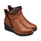 LOTUS Cordelia Womens Wedge Ankle Leather Boots (Size 5) - Tan
