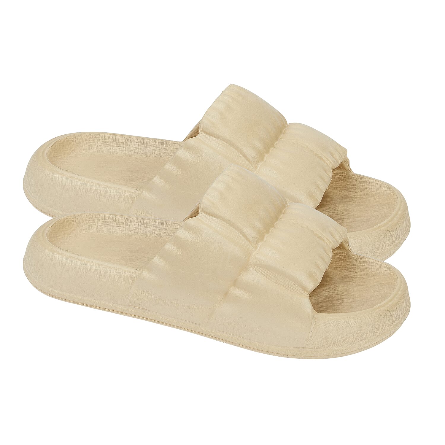 Jo &amp; Joe MIAMI Ladies Puffer Slide Slip On Flip Flop Slipper (Size 6) - Beige 7772879 0