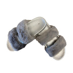 Ladies Faux Fur Slider Slippers (Size 3) - Grey