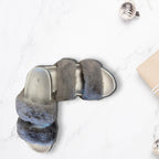 Ladies Faux Fur Slider Slippers (Size 3) - Grey
