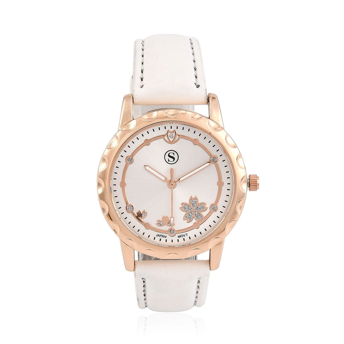 STRADA Japenese Movement Butterfly Pattern Inner Dial with White Stardust dots Watch with PU strap 7337316 0