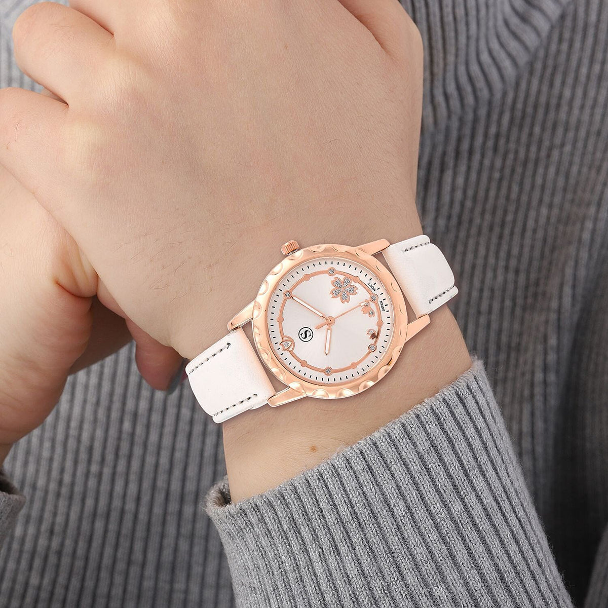 STRADA Japenese Movement Butterfly Pattern Inner Dial with White Stardust dots Watch with PU strap 7337316 2