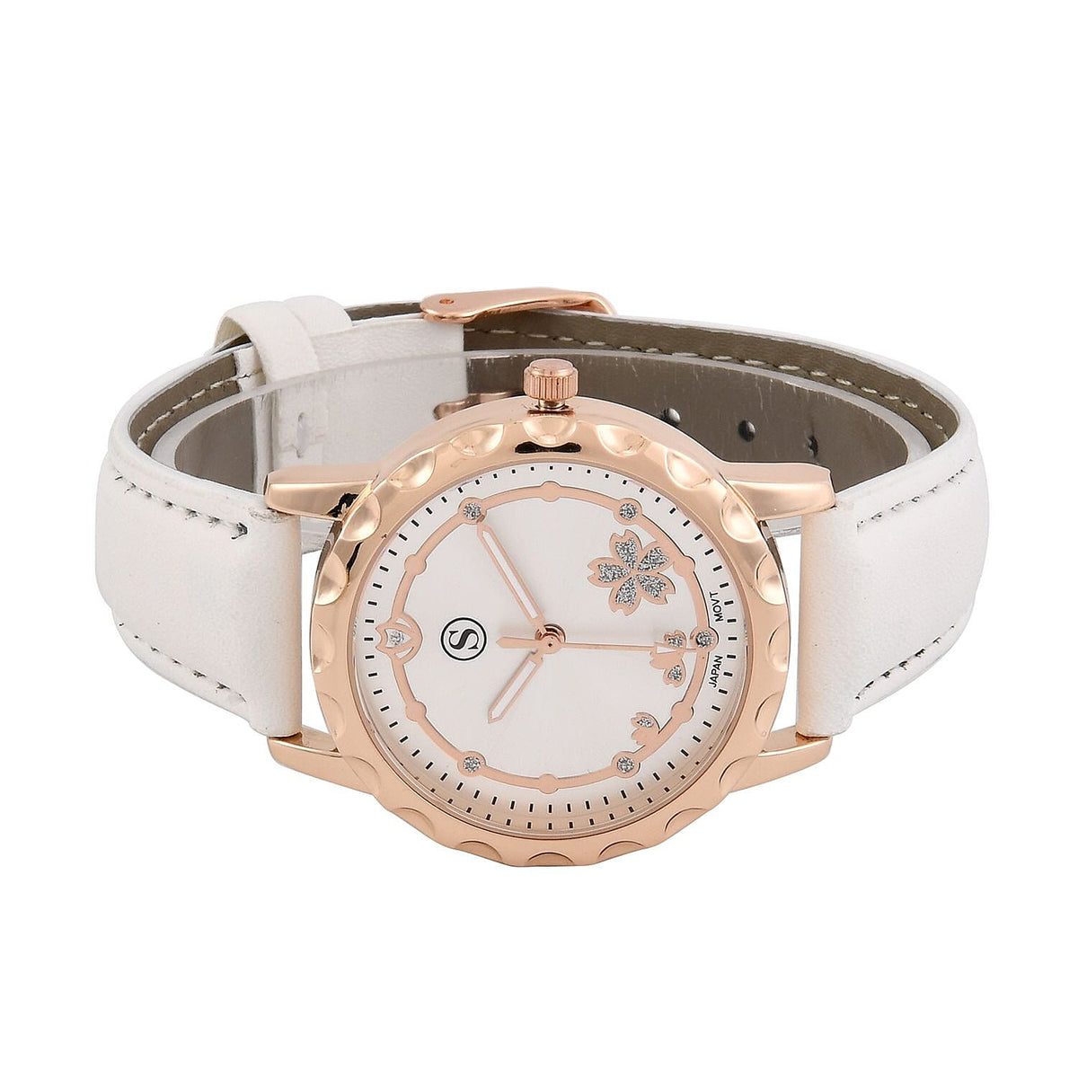 STRADA Japenese Movement Butterfly Pattern Inner Dial with White Stardust dots Watch with PU strap 7337316 3