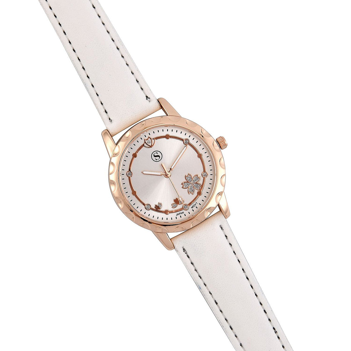 STRADA Japenese Movement Butterfly Pattern Inner Dial with White Stardust dots Watch with PU strap 7337316 4