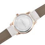 STRADA Japanese Movement Floral Pattern Rose Gold Dial Water Resistant Watch with White Strap