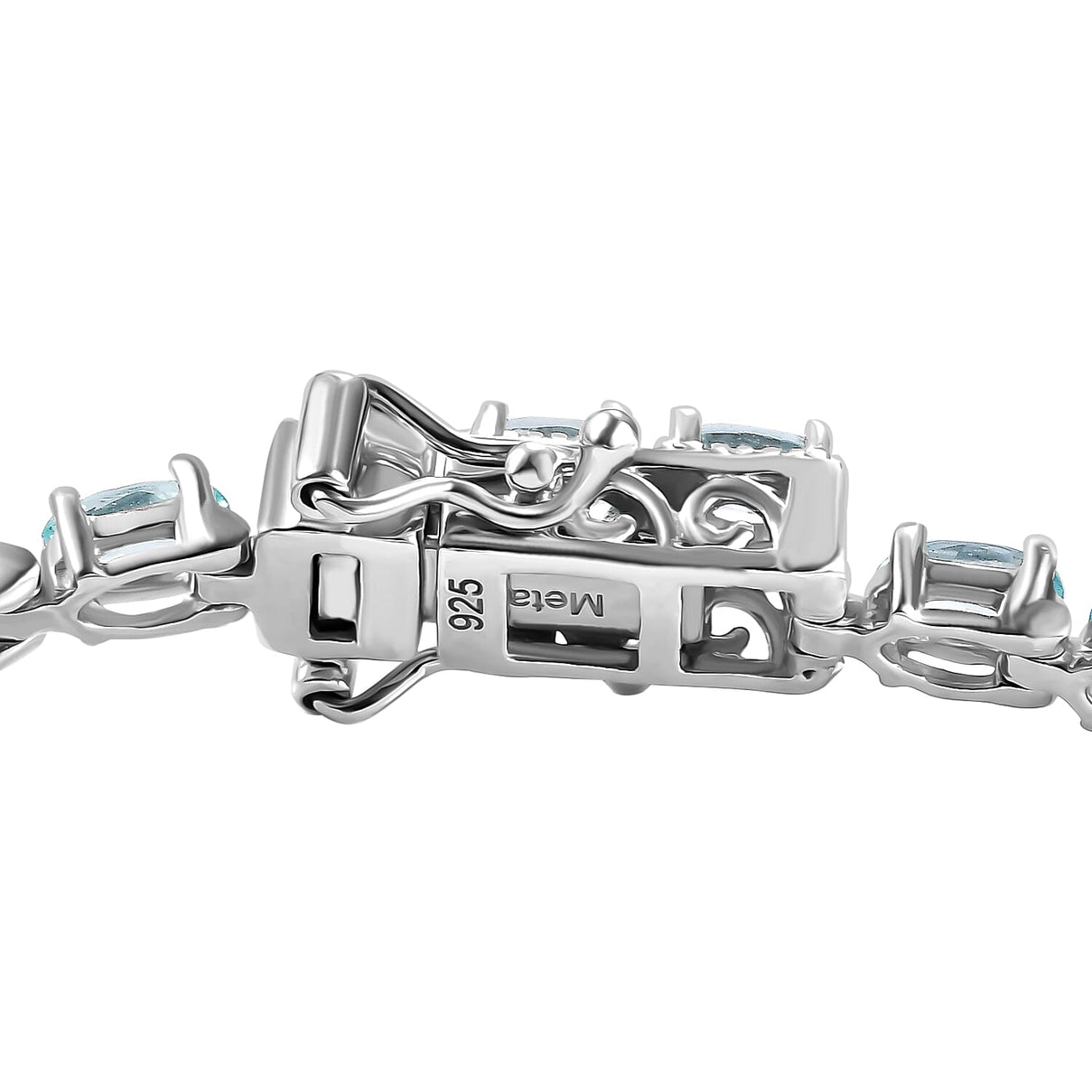 Lagoon Apatite Bracelet with GB Lock Box (Size - 8) in Rhodium Overlay Sterling Silver 9.84 Ct. 7994144 7