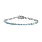 Lagoon Apatite Bracelet with Lock Box (Size - 7) in Rhodium Overlay Sterling Silver 8.18 Ct.