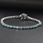 Lagoon Apatite Bracelet with Lock Box (Size - 7) in Rhodium Overlay Sterling Silver 8.18 Ct.