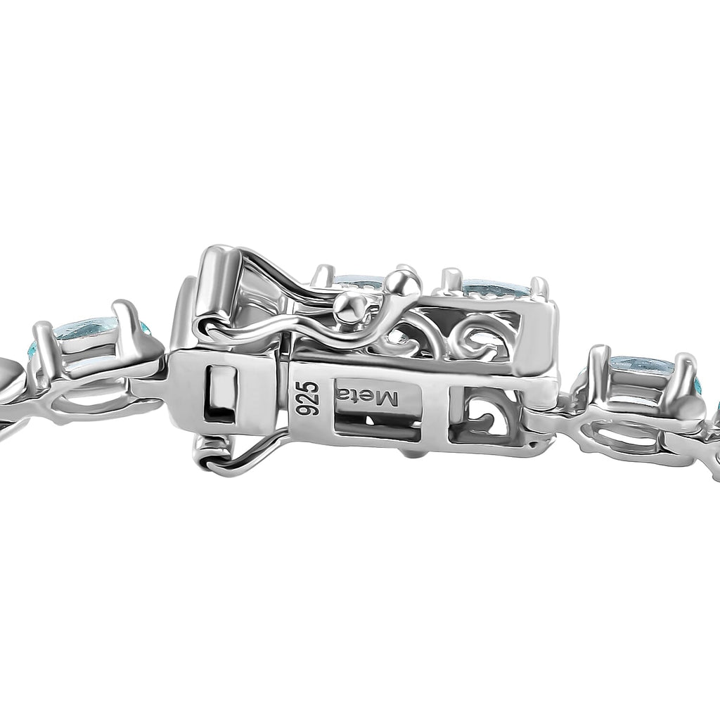 Lagoon Apatite Bracelet with Lock Box (Size - 7) in Rhodium Overlay Sterling Silver 8.18 Ct.