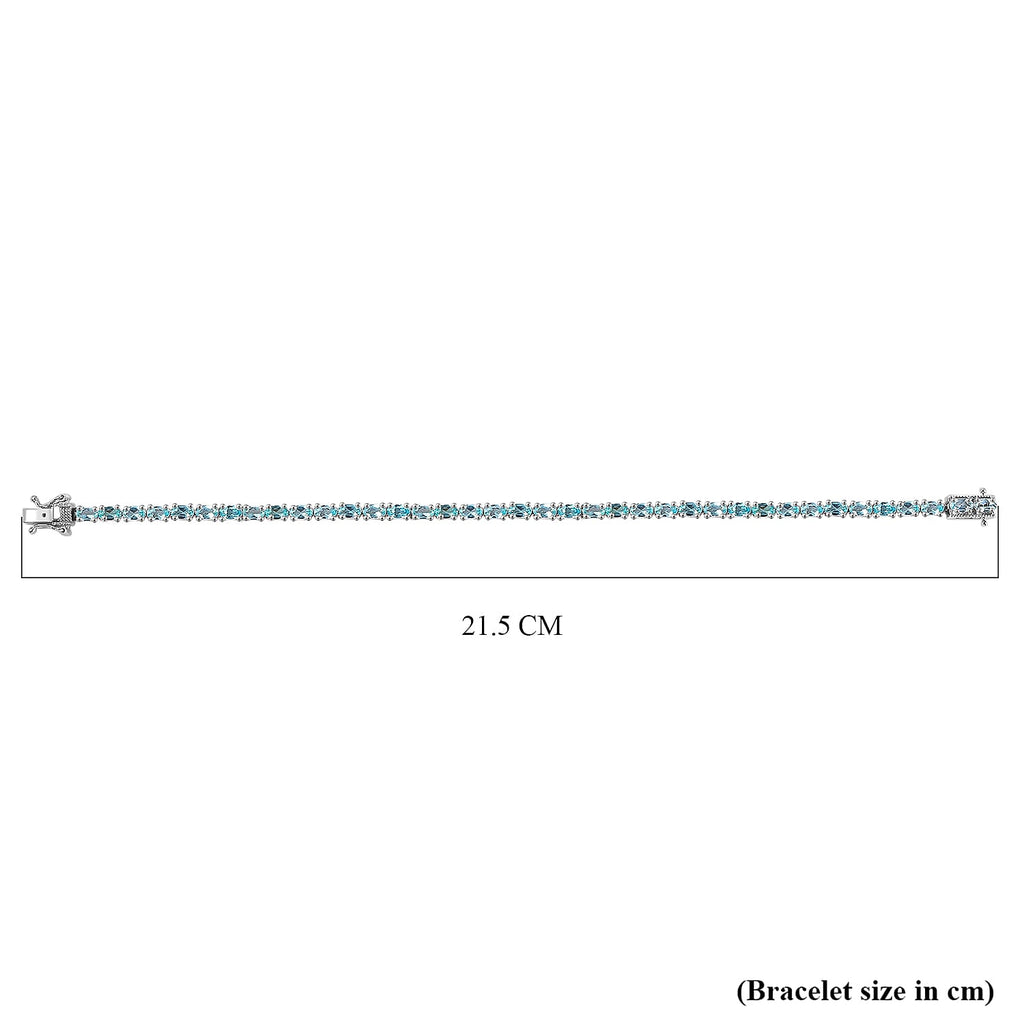 Lagoon Apatite Bracelet with Lock Box (Size - 7) in Rhodium Overlay Sterling Silver 8.18 Ct.