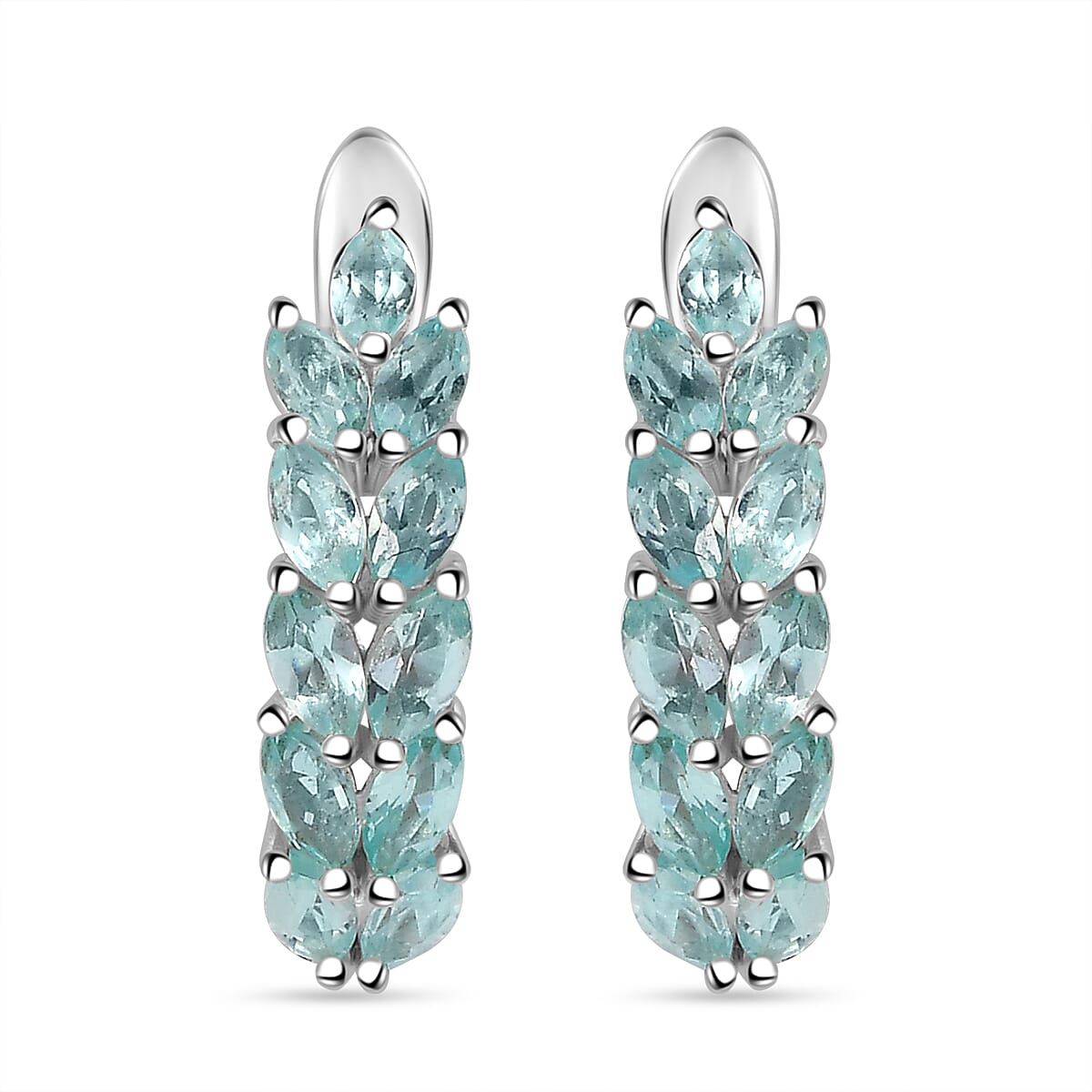 Lagoon Apatite Cluster Earrings with Clasp in Rhodium Overlay Sterling Silver 2.03 Ct. 7974196 0