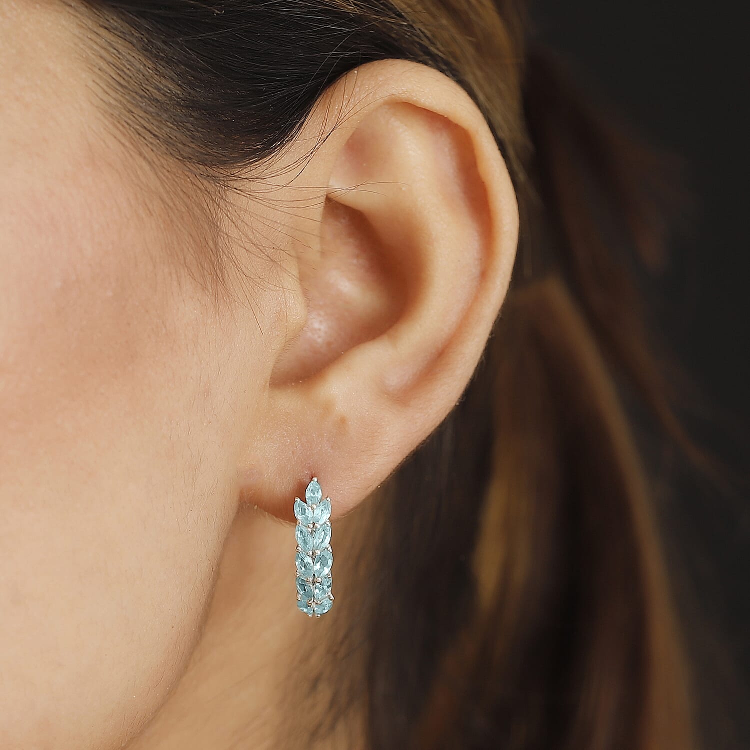Lagoon Apatite Cluster Earrings with Clasp in Rhodium Overlay Sterling Silver 2.03 Ct. 7974196 2