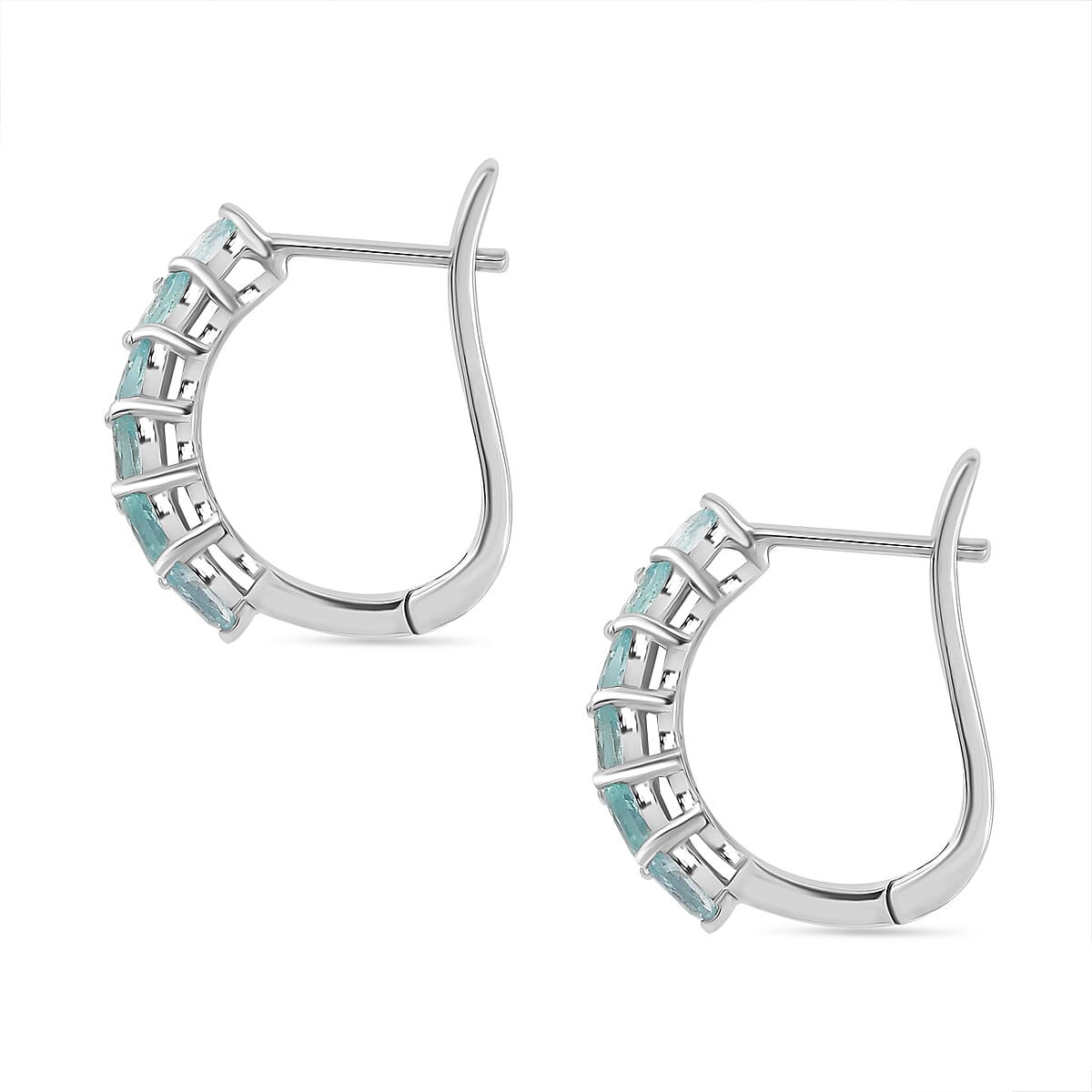Lagoon Apatite Cluster Earrings with Clasp in Rhodium Overlay Sterling Silver 2.03 Ct. 7974196 3