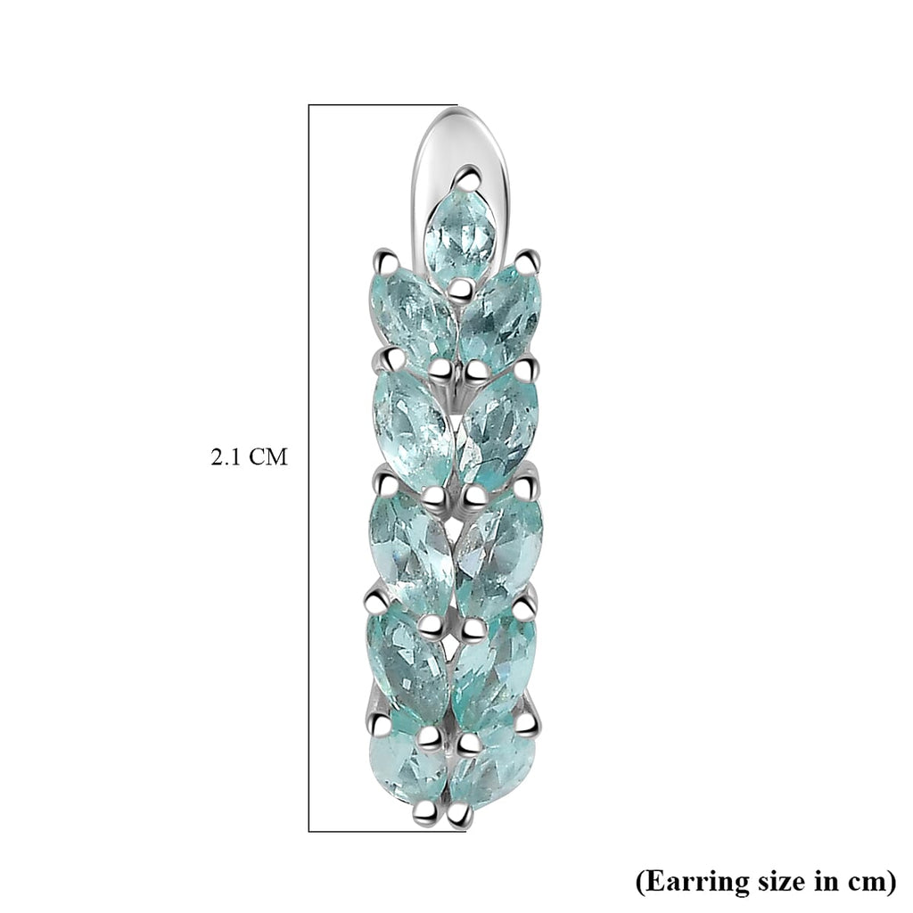 Lagoon Apatite Cluster Earrings with Clasp in Rhodium Overlay Sterling Silver 2.03 Ct.