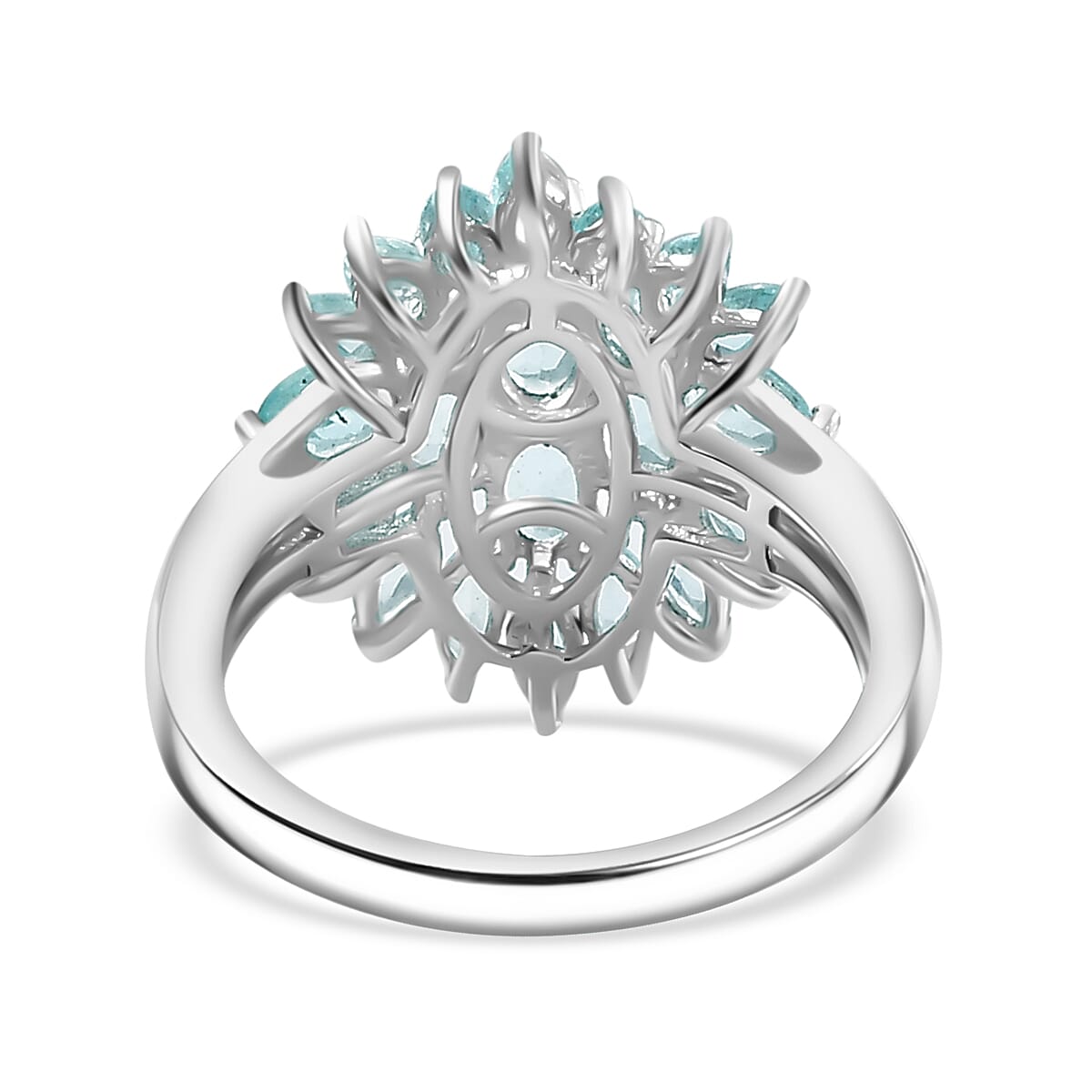 Lagoon Apatite Cluster Ring in Rhodium Overlay Sterling Silver 3.28 Cts. 7965157 5