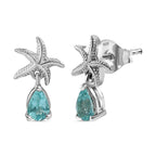 Lagoon Apatite Dangling Earring With Push Back in Rhodium Overlay Sterling Silver