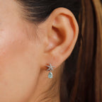 Lagoon Apatite Dangling Earring With Push Back in Rhodium Overlay Sterling Silver