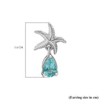 Lagoon Apatite Dangling Earring With Push Back in Rhodium Overlay Sterling Silver