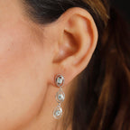 Lagoon Apatite Dangling Earring With Push Back in Rhodium Overlay Sterling Silver 1.16 Ct.
