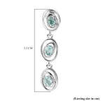 Lagoon Apatite Dangling Earring With Push Back in Rhodium Overlay Sterling Silver 1.16 Ct.