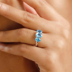 Lagoon Apatite Ring in Rhodium Overlay Sterling Silver 2.64 Ct.