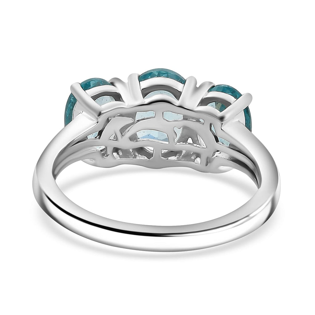 Lagoon Apatite Ring in Rhodium Overlay Sterling Silver 2.64 Ct.