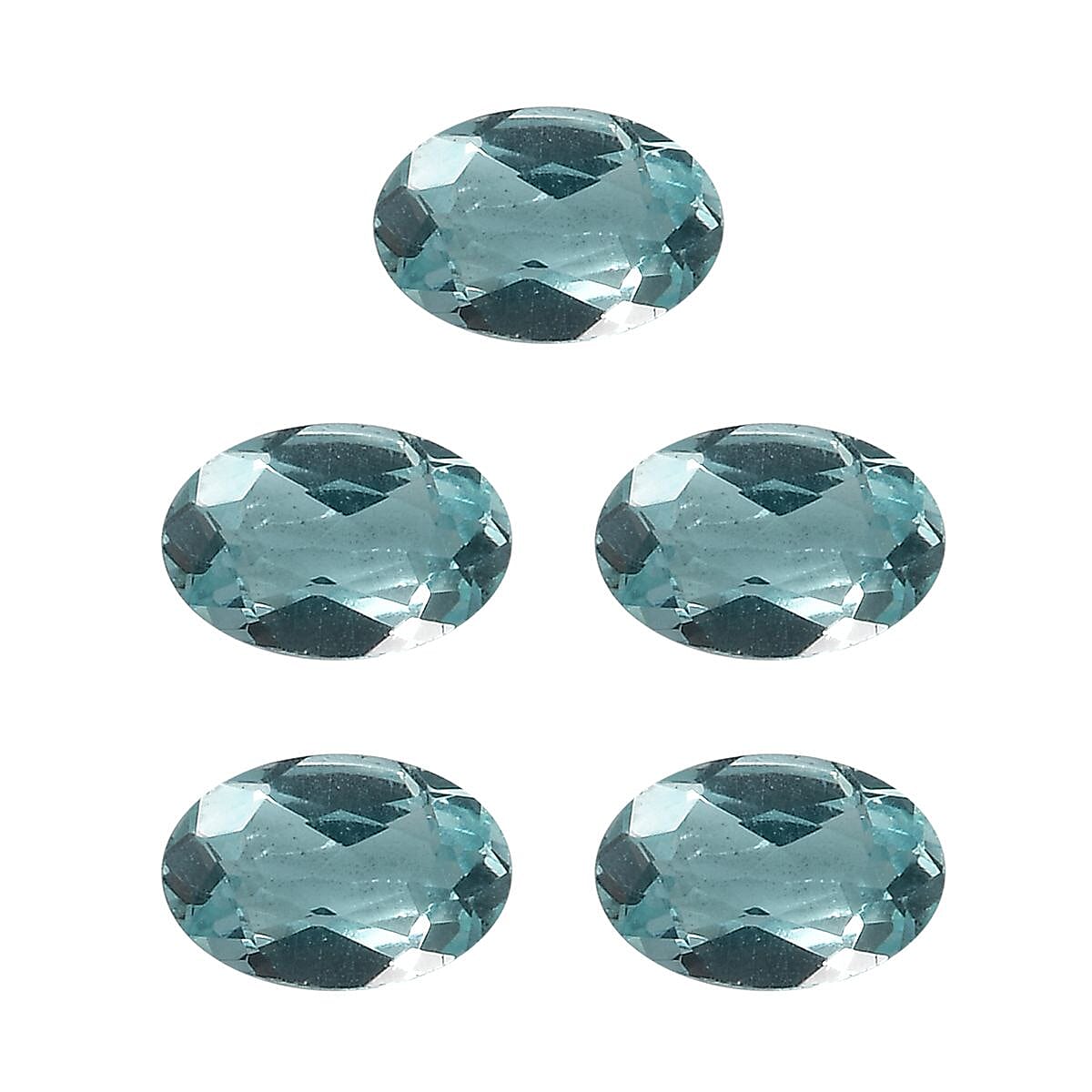 Set of 5 Lagoon Apatite Loose Gemstones in Oval Shape (6x4mm) 7932409 0